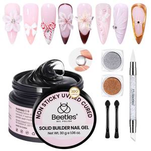 lot 4069 image: Beetles 3D Gel Nail Art Kit-Crystal Orb 3D Nail Art Clear 1 oz 5 in 1 Non-Sticky Hand Sculpting Building for Beginner DIY Salon at Home,Clear Solid Builder Nail Gel, UV & LED Lamp Cured Needed