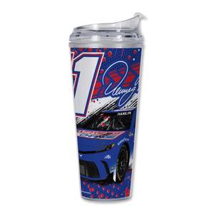 lot 4072 image: Rico Industries NASCAR Racing Denny Hamlin 24oz Acrylic Tumbler with Hinged Lid