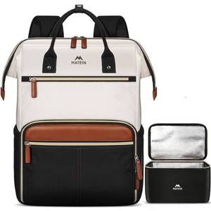 lot 4073 image: MATEIN Laptop Backpack with Lunch Box, 15.6 Inch Lunch Backpack for Women, College Computer Back Pack Work Backpacks with Insulated Lunchbox Meal Prep Bag for Teacher Nurse Commute Office, 2Pcs Set
