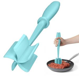 lot 4077 image: Meat Chopper, Upgrade Hamburger Smasher, Premium Heat Resistant Meat Masher for Ground Beef, Ground Turkey and More, Non Stick Mix Grinder-Aqua