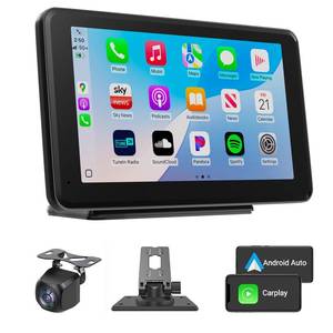 Wireless CarPlay & Android Auto Car Stereo - 7\" HD Portable Touchscreen with Bluetooth 5.2, GPS Navigation, Mirror Link, 1080P Backup Camera, AUX & FM Transmitter - Plug & Play Receiver for Vehicles