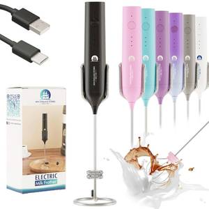 lot 4084 image: Rechargeable Milk Frother, 3 Speed Frother Wand Handheld Foam Maker with 2-layer Stainless Steel Whisk for Making Cappuccinos, Lattes, Bulletproof Coffee, Keto Drinks, Protein Shakes, and Matcha