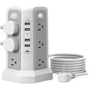 lot 4091 image: Surge Protector Power Strip Tower with PD18W USB C Port,10FT Extension Cord with 12 AC Mutiple Outlets 5 USB Charging Ports, PASSUS Power Tower Surge Protection for Home Office Dorm Room