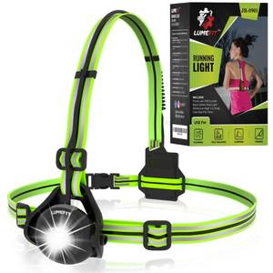 lot 4133 image: LUMEFIT Running Lights for Runners with Yellow Reflective Vest, Adjustable Beam Night Safety LED Chest Light Run, Dog Walking, and Jogging Gear, Rechargeable Headlamp Flashlight