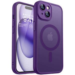 lot 4155 image: CANSHN Magnetic for iPhone 15 Case, Upgraded Full Camera Protection Compatible with Magsafe Translucent Matte Shockproof Protective Phone Case for iPhone 15 6.1 - Deep Purple