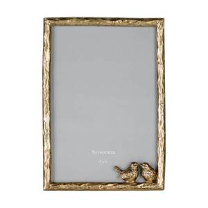 lot 4159 image: Synovana Romantic Aged Gold 4x6 Picture Frame with Lovebirds �� Vintage-Style Metal Photo Frame for Cherished Memories and Meaningful Gifts