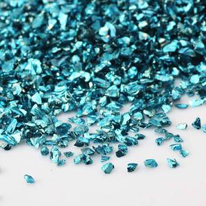lot 4162 image: Crushed Glass Irregular Chips, Irregular Glitter Metallic Gravel Gem Stones 200g 2-4mm for Nail Arts Craft DIY Vase Filler Epoxy Resin Mold Scrapbooking Jewelry Making Decoration (Light Blue)