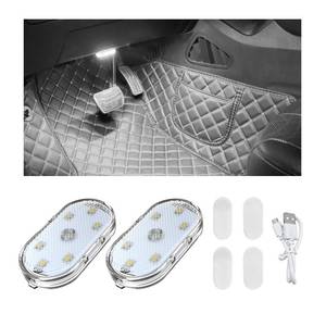lot 4173 image: Wevdn 2 PCS Car LED Lights Interior Wireless, Sticky Car Ambient Lighting with 6 Bright LED Lamp Beads, Portable USB Rechargeable Vehicle Interior Led Night Light for Car (White)