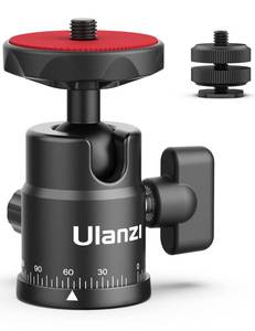 lot 4195 image: Mini Ball Head, ULANZI H28 Panoramic Tripod Head  Dual Hot Shoe Mount DSLR Camera Mount Adapter Photograph Attachment Accessories for Action Cameras Cam Smartphone Light Microphone Loading 5.5lb