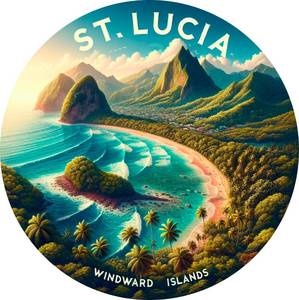 lot 4206 image: St Lucia Windward Islands Souvenir Die Cut Decorative Flat Magnet 2-Inch