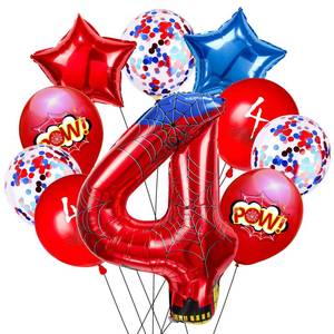 lot 4213 image: FJZEPIN Cartoon Hero 40 Inch Red and Blue Spider Theme Number Foil Birthday Decoration Balloons, Cartoon Party Birthday Supplies, Number large Balloons for Spider Theme Party (4)