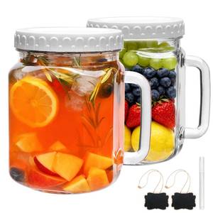 lot 5581 image: Brajttt 2 Pack Wide Mouth Mason Jars,74oz Large Mason Jar with Handle,Sun Tea Glass Jar for Outside,Glass Food Storage Jars For Juice,Sugar, Flour, Pickle, Coffee, Candy