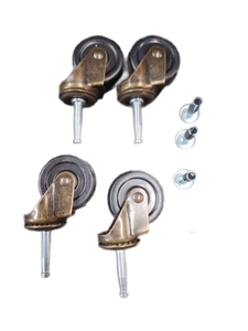 lot 6284 image: Set of 4 Brass Furniture Casters with Steel Stems