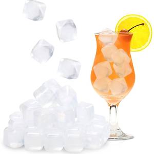 lot 6302 image: Reusable Ice Cubes for Drinks, BPA-Free Ice Packs for Lunch Boxes or Coolers, Refreezable Plastic Ice Cubes without Diluting Drinks for Party Hosts & Outdoor Ice Baths (65, Transparent)