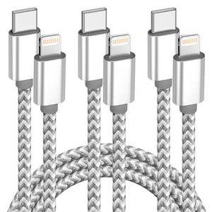 lot 6306 image: USB C to Lightning Cable 3Pack 6 FT Apple MFi Certified iPhone Fast Charger Type c to Lightning Cable Nylon Braided iPhone Cord for iPhone 13 12 11 Pro Max Xr Xs 8 7 6 Plus and More