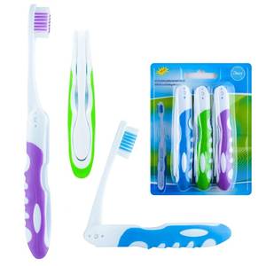 lot 6321 image: Lingito Travel Toothbrush, On The Go Folding Feature, Medium Bristle Brushes (3 Pack Medium-Multicolor)
