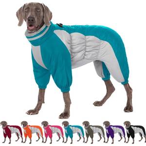 lot 6328 image: AOFITEE Fullbody Dog Coat Warm Fleece Dog Jacket, Windproof Dogs Winter Coat with Harness Built in, Reflective Turtleneck Dogs Snowsuit Puffer Jacket, Four Legged Snow Suit for Small Medium Large Pet