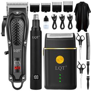 lot 6378 image: Hair Clippers for Men, 3-Piece Cordless Grooming Kit with Rechargeable Clipper, Foil Shaver & Nose Trimmer, LED Power Display for Precision Hair & Beard Cutting at Home