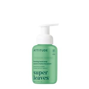 lot 6393 image: ATTITUDE Foaming Hand Soap, EWG Verified, Plant and Mineral-Based Ingredients, Vegan and Cruelty-free Personal Care Products, Green Apple & Basil, 10 Fl Oz Dispenser missing Part Of Top