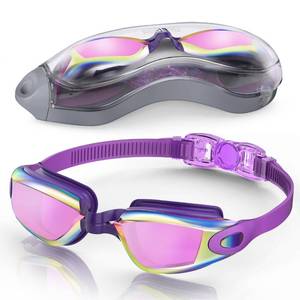 lot 6398 image: Aegend Swim Goggles, Swimming Goggles No Leaking Full Protection Adult Men Women Youth, Purple Black