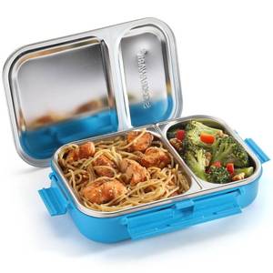 lot 6405 image: Signoraware Stainless Steel Bento Box For Men, Blue, 34 Oz, Leakproof Between 2 Compartments, Portion Control, Easy To Carry