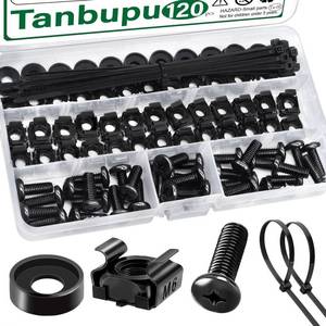 lot 6420 image: Tanbupu 120Pcs M6 x 16mm Rack Mount Cage Nuts, Screws, Washers and Self-Locking Cable Ties, Server Rack Screws and Square Nuts for Rack Mount Server Cabinet, Shelves, Enclosures, Routers