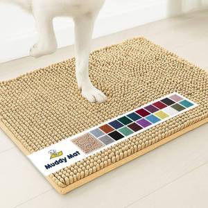 lot 6446 image: Muddy Mat�  Super Absorbent Door Mat Indoor, Microfiber Quick Dry Chenille Entryway Rug, Non-Slip Front Door Mat, Indoor Mats for Entryway, Machine Washable Pet Rug, Beige 28x18