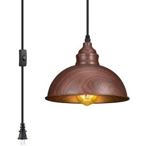 lot 6459 image: SoodMi Plug in Pendant Light, 15FT Hanging Lights, OnOff Switch, Industrial Pendant Light with Plug in Cord, Metal Hanging Lamps for Living Room, Kitchen, Dining Room Brown
