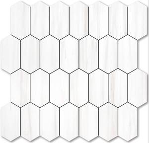 lot 6463 image: Vamos Tile Long Hexagon Peel and Stick Backsplash Tile - 10 Sheets Stick on Backsplash for Kitchen and Bathroom 12.4 x 12 Inch Dolomite Marble Look PVC Self Adhesive Mosaic Wall Tiles