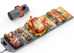 lot 6467 image: FEPPO Warming Mat for Food, Extra-Long Size 42x12, Fast Full-Surface Heating Food Warming Mat with 6-Hour Timer & 19-Level Temperature Control, Roll Up Food Warmers for Parties Buffet