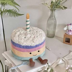 lot 6472 image: MUALML Birthday Cake Plush, 10.2 Cute Birthday Stuffed Animal for Girls, Funny Food Plushie, Soft Smile Cake Toy Adorable Birthday Gift for Kids(L)