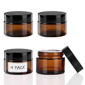 lot 6476 image: 2oz Amber Glass Jars with Lids,Cosmetic Containers with Inner Liners for Creams, Lotions, Body Scrubs, Salve Jars,4 Pack