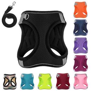 lot 6480 image: PWOD Dog Harness with Leash Set, No-Pull Step-in Reflective Pet Harness with 1 Leash Clips, Adjustable Soft Padded Easy Walk Dog Vest for Small Medium Large Dogs, Cats(Carbon Black, XLarge)