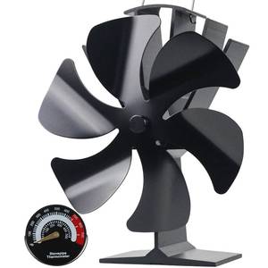 lot 11207 image: Tomersun Wood Stove Fan Heat Powered Stove Fan Heater Fireplace Fan forPelletWood BurnerFireplace, with Thermometer