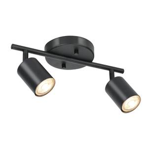 lot 11208 image: BoostArea LED 2 Light Track Lighting Kit, Black 2 Way Ceiling Spot Lighting, Flexibly Rotatable Light Head for Kitchen, Living Room, Bedroom, GU10 Bulb Not Included