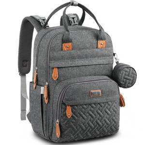 lot 11227 image: BabbleRoo Diaper Bag Backpack - Baby Essentials Travel Tote - Multi Function Water Resistant Diaper Bag, Travel Essentials Baby Bag with Changing Pad, Stroller Straps & Pacifier Case - Dark Gray