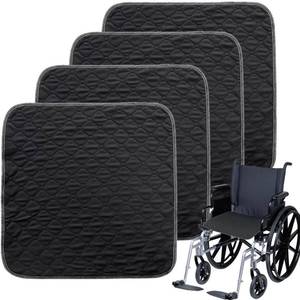 lot 11231 image: MatFirsmo Waterproof Chair Pads for Incontinence, 4 Pack Washable Seat Protector Pads 20x20, Absorbent Wheelchair Pad Covers, Reusable Incontinence Pads for Adults Elderly Kids & Pets, Black