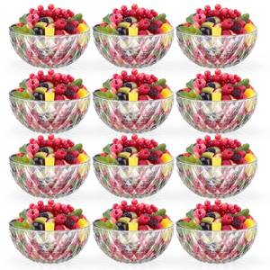 lot 11232 image: Jucoan 12 Pack 10 oz Small Glass Bowls, 5 Inch Diamond Cut Glass Prep Bowls, Stackable Salad Bowl for Dessert, Ice Cream, Fruit, Cereal, Candy, Yogurt