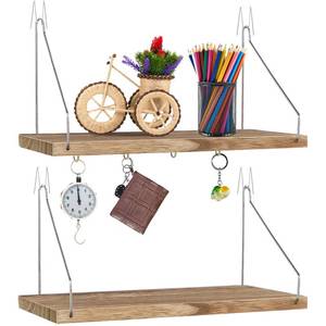lot 11234 image: ERTIUANIO 2 Pack Cubicle Wall Shelf with Hooks - 11.8 Wood Organizer for Fabric Cubicle Walls, Hanging Desk Accessories & Decor for Women & Men, Workstation Storage