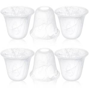 lot 11248 image: Teenyyou 6 Pcs Bell Shaped Glass Lamp Shade E26 Replacement Globe Ceiling Fan Light Cover with 1-58 Fitter Opening for Chandelier Wall Sconce Pendant Light Bathroom Vanity Fixture (White Alabaster)