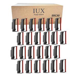 lot 11249 image: IUX ERC30 Black and Red Ribbon Compatible with Epson ERC303438 Cartridges ERC38 BR, for Epson TM-U220,M188B,BTP-M300, ERC 30 Printer Ribbons, Pack of 24 (Appears New) (Does Have Some Ink On Wrapper)
