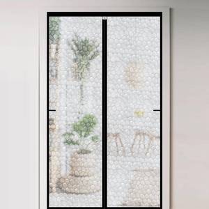 lot 11255 image: CHIYUNS Magnetic Thermal Insulated Door Curtain 72 x 80 inch, Transparent Door Cover, Keep Warm in Winter Cool in Summer, Self Sealing, Pet and Kid Friendly (Used)