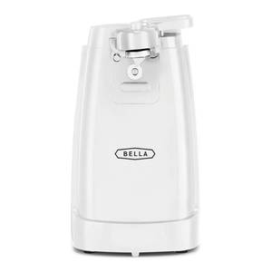 lot 11260 image: bella Electric Can Opener and Knife Sharpener, Removable Cutting Lever, Cord Storage, Stainless Steel Blade, White