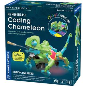 lot 11268 image: Thames & Kosmos My Robotic Pet Coding Chameleon STEM Building & Experiment Kit  Color-Sensing Coding Robot for Boys & Girls Ages 8, Screen-Free Educational Fun, Robotic Reptile with 3 Play Modes (Could Be Missing Pieces)