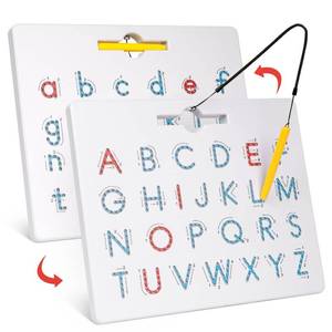 lot 11280 image: GAMENOTE Double Sided Magnetic Letter Board - 2 in 1 Alphabet Magnets Tracing Board for Toddlers ABC Letters Uppercase & Lowercase Practicing Learning Education Toys