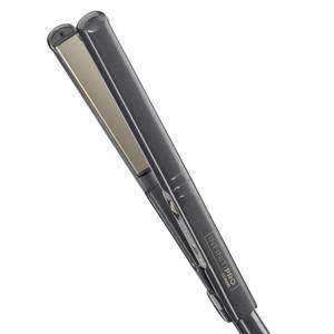 lot 11281 image: INFINITIPRO BY CONAIR Tourmaline Ceramic 1-Inch Flat Iron Hair Straightener, 1-Inch Flat Iron to Straighten or Curl, 5 Heat Settings, for All Hair Types and Textures, Metallic Gray