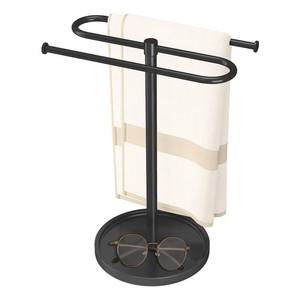 lot 11286 image: Towel Holder Stand, Stainless Steel Hand Towel Holder Rack for Bathroom Countertop, S-Shape Free Standing Towel Bar Holds 2 Towels for Kitchen Countertop, Black