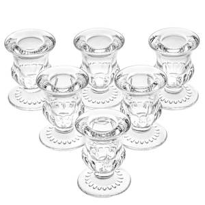 lot 11288 image: Glass Taper Candle Holders Set of 6 Clear Crystal Candle Holders for Candlesticks, Elegant Candlestick Holders for Table Centerpiece Wedding Party Christmas Thanksgiving Festival