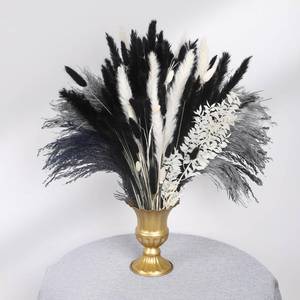 lot 11293 image: 102PCS Black Pampas Grass Decor, Grey White Natural Dried Pampas Grass Bulk, Boho Home Decor Bouquet, Black and White Dried Flowers Decor, Wedding Floral Arrangements Table Vases Modern Decorations