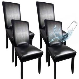 lot 11299 image: WUSOUPU Leather Chair Covers for Dining Chairs Set of 4, Super Stretch Waterproof Kitchen Chair Covers Thickened Washable Dining Chair Slipcovers Black Chair Seat Covers for DiningKitchenBanquet